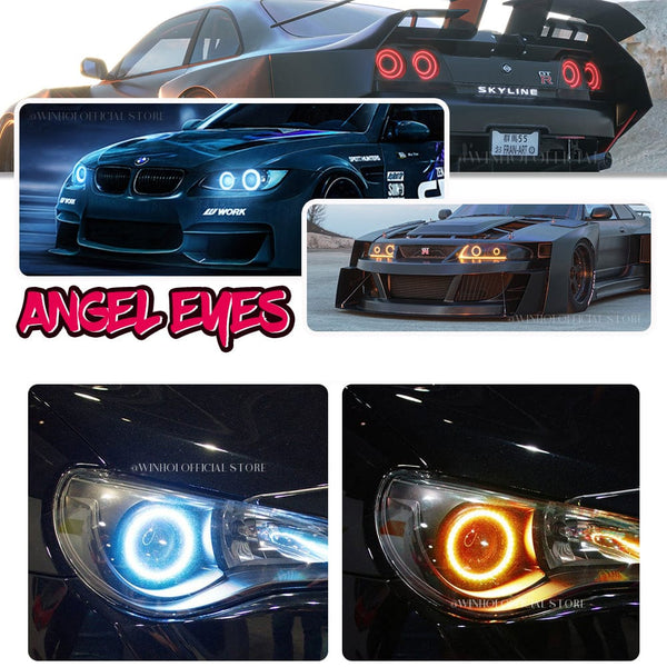 Planet Gates Ice Blue / 100mm 2PC 12-24V COB Led Halo Ring Angel Eyes for Car Motorcycle Circular Led Light Ring 70mm 80mm 90mm Daytime Running Headlight Buld