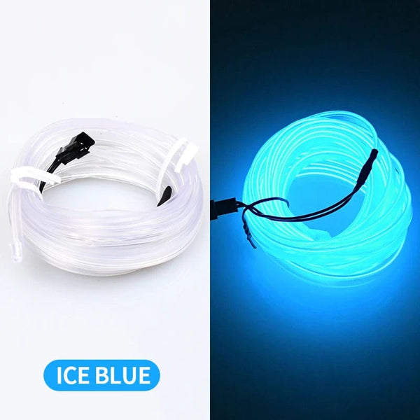 Planet Gates ice blue 5m Car Interior Atmosphere Lighting LED Strip 5V DIY Flexible EL Neon Cold Light Line Tube With USB Auto Decoration Ambient Lamp