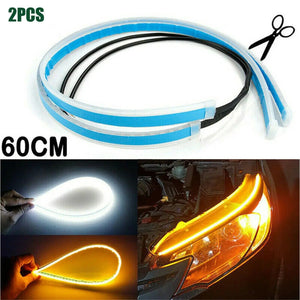 Planet Gates Ice Blue-yellow / 60cm 2 x Sequential LED Strip Turn Signal Indicator Car DRL Daytime Running Light UK