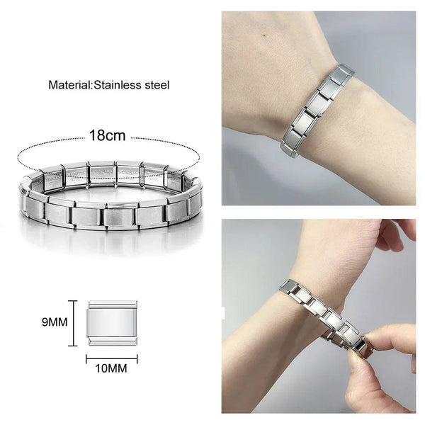 Planet Gates ICH002-10 / 18cm Italian Charm Bracelets DIY Basic Chain Stainless Steel Bangle Versatile Assembled Modules Ideal Gift 9mm Universal Dropshipping