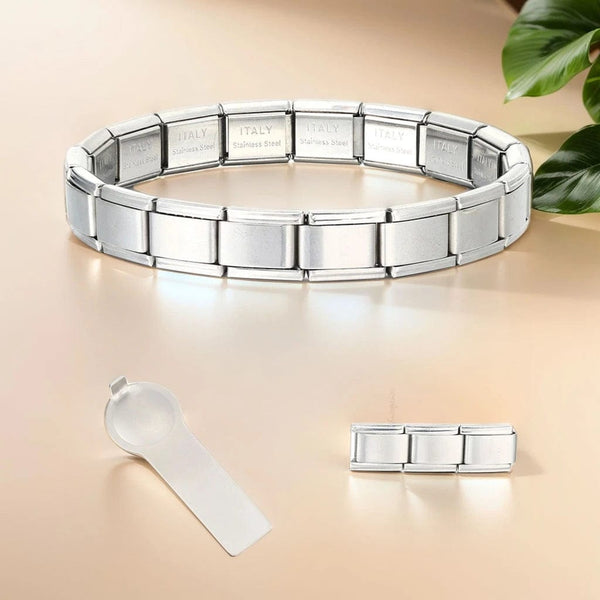Planet Gates ICH002-10 / 18cm Italian Charm Bracelets DIY Basic Chain Stainless Steel Bangle Versatile Assembled Modules Ideal Gift 9mm Universal Dropshipping