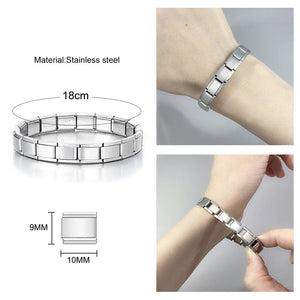 Planet Gates ICH002-10 / 18cm Italian Charm Bracelets DIY Basic Chain Stainless Steel Bangle Versatile Assembled Modules Ideal Gift 9mm Universal Dropshipping