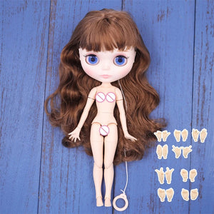 Planet Gates ICY DBS Blyth doll 1/6 BJD Customized nude joint body with white skin, glossy face,blue background is matte face girl gift, toy