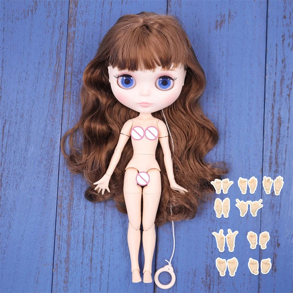 Planet Gates ICY DBS Blyth doll 1/6 BJD Customized nude joint body with white skin, glossy face,blue background is matte face girl gift, toy