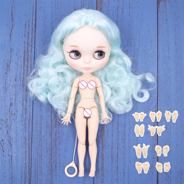 Planet Gates ICY DBS Blyth doll 1/6 BJD Customized nude joint body with white skin, glossy face,blue background is matte face girl gift, toy
