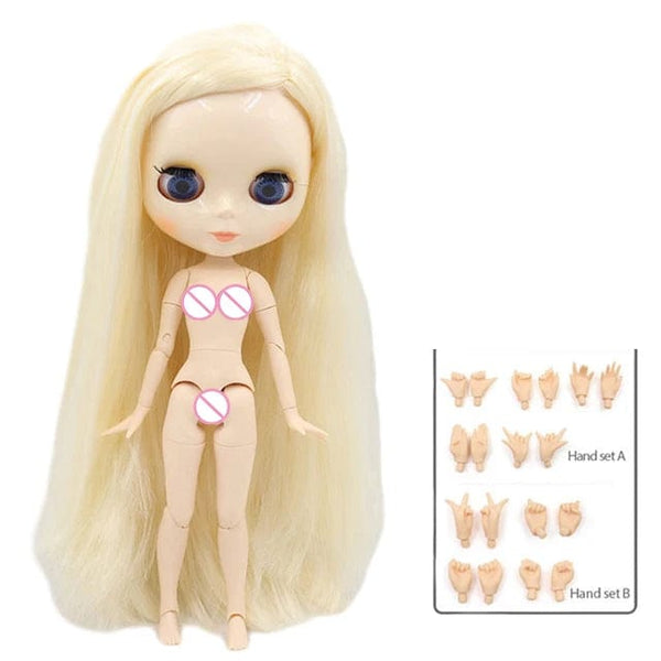 Planet Gates ICY DBS Blyth doll 1/6 BJD Customized nude joint body with white skin, glossy face,blue background is matte face girl gift, toy