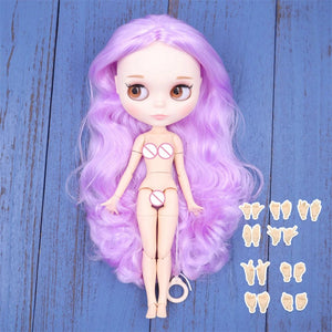 Planet Gates ICY DBS Blyth doll 1/6 BJD Customized nude joint body with white skin, glossy face,blue background is matte face girl gift, toy