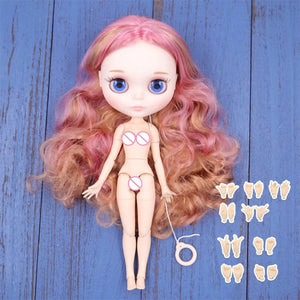 Planet Gates ICY DBS Blyth doll 1/6 BJD Customized nude joint body with white skin, glossy face,blue background is matte face girl gift, toy