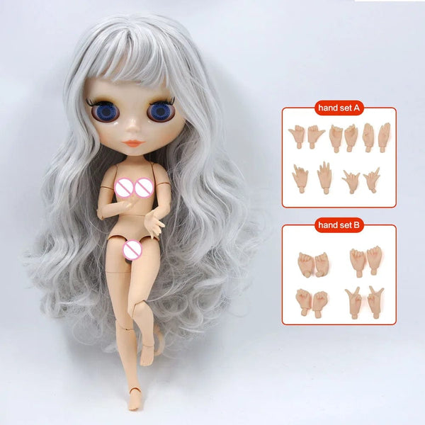 Planet Gates ICY DBS Blyth doll 1/6 BJD Customized nude joint body with white skin, glossy face,blue background is matte face girl gift, toy