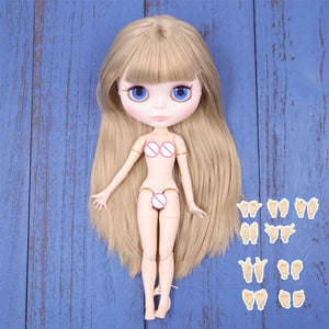 Planet Gates ICY DBS Blyth doll 1/6 BJD Customized nude joint body with white skin, glossy face,blue background is matte face girl gift, toy