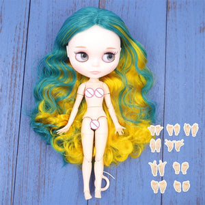 Planet Gates ICY DBS Blyth doll 1/6 BJD Customized nude joint body with white skin, glossy face,blue background is matte face girl gift, toy