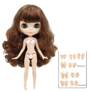 Planet Gates ICY DBS Blyth doll 1/6 BJD Customized nude joint body with white skin, glossy face,blue background is matte face girl gift, toy