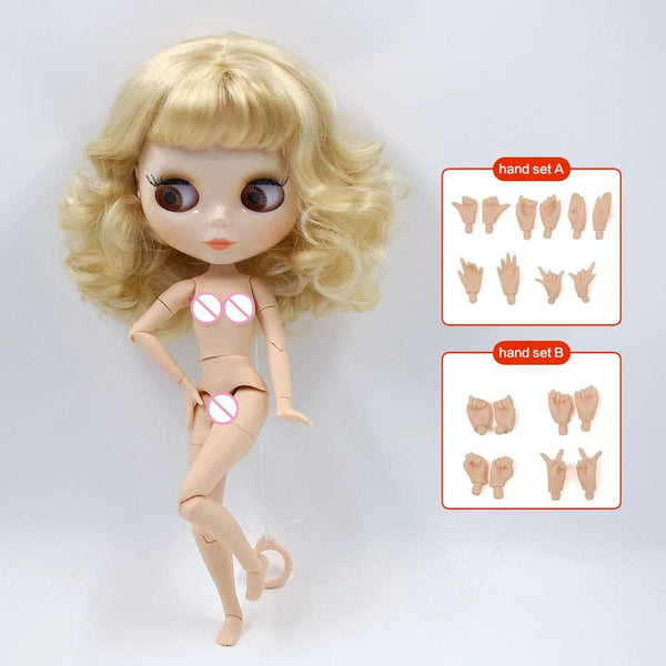 Planet Gates ICY DBS Blyth doll 1/6 BJD Customized nude joint body with white skin, glossy face,blue background is matte face girl gift, toy