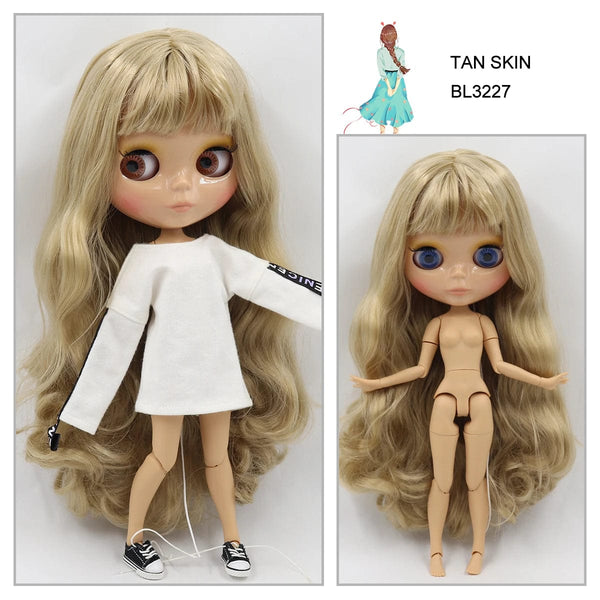 Planet Gates ICY DBS Blyth doll 1/6 bjd joint body tan skin doll glossy face 30cm toy random eyes colors