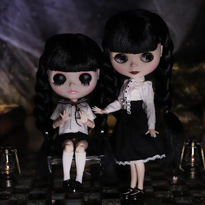 Planet Gates ICY DBS Blyth Doll 1/6 Joint Body 30cm Black Hair Black Eyelids Long Eyelashes Sleepy Eyes Dark Series BJD Toys Fashion Gifts