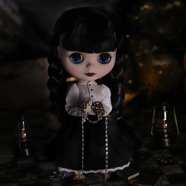 Planet Gates ICY DBS Blyth Doll 1/6 Joint Body 30cm Black Hair Black Eyelids Long Eyelashes Sleepy Eyes Dark Series BJD Toys Fashion Gifts