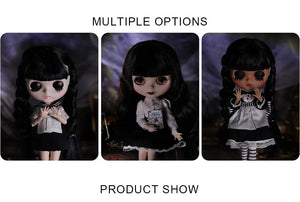 Planet Gates ICY DBS Blyth Doll 1/6 Joint Body 30cm Black Hair Black Eyelids Long Eyelashes Sleepy Eyes Dark Series BJD Toys Fashion Gifts