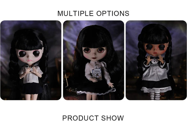 Planet Gates ICY DBS Blyth Doll 1/6 Joint Body 30cm Black Hair Black Eyelids Long Eyelashes Sleepy Eyes Dark Series BJD Toys Fashion Gifts