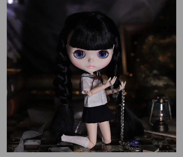 Planet Gates ICY DBS Blyth Doll 1/6 Joint Body 30cm Black Hair Black Eyelids Long Eyelashes Sleepy Eyes Dark Series BJD Toys Fashion Gifts