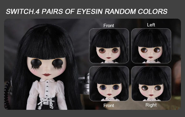 Planet Gates ICY DBS Blyth Doll 1/6 Joint Body 30cm Black Hair Black Eyelids Long Eyelashes Sleepy Eyes Dark Series BJD Toys Fashion Gifts