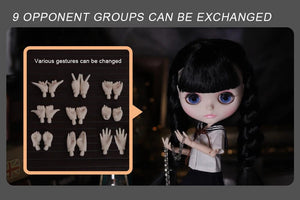 Planet Gates ICY DBS Blyth Doll 1/6 Joint Body 30cm Black Hair Black Eyelids Long Eyelashes Sleepy Eyes Dark Series BJD Toys Fashion Gifts