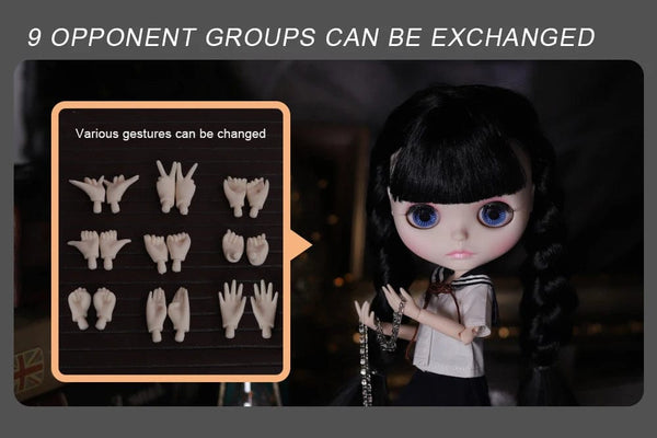 Planet Gates ICY DBS Blyth Doll 1/6 Joint Body 30cm Black Hair Black Eyelids Long Eyelashes Sleepy Eyes Dark Series BJD Toys Fashion Gifts