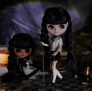 Planet Gates ICY DBS Blyth Doll 1/6 Joint Body 30cm Black Hair Black Eyelids Long Eyelashes Sleepy Eyes Dark Series BJD Toys Fashion Gifts