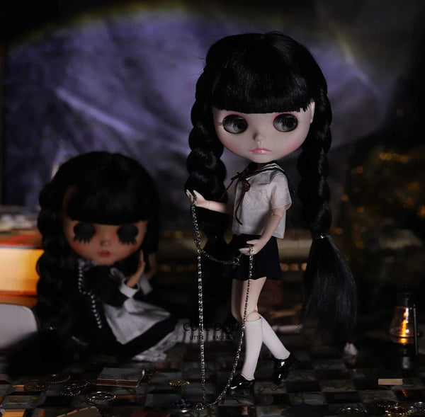 Planet Gates ICY DBS Blyth Doll 1/6 Joint Body 30cm Black Hair Black Eyelids Long Eyelashes Sleepy Eyes Dark Series BJD Toys Fashion Gifts