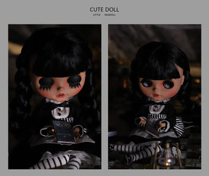 Planet Gates ICY DBS Blyth Doll 1/6 Joint Body 30cm Black Hair Black Eyelids Long Eyelashes Sleepy Eyes Dark Series BJD Toys Fashion Gifts