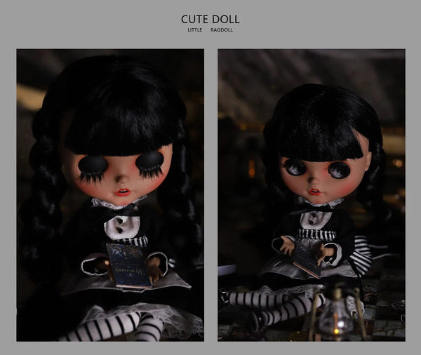 Planet Gates ICY DBS Blyth Doll 1/6 Joint Body 30cm Black Hair Black Eyelids Long Eyelashes Sleepy Eyes Dark Series BJD Toys Fashion Gifts