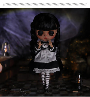 Planet Gates ICY DBS Blyth Doll 1/6 Joint Body 30cm Black Hair Black Eyelids Long Eyelashes Sleepy Eyes Dark Series BJD Toys Fashion Gifts