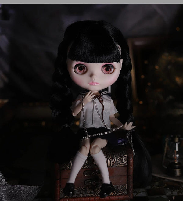 Planet Gates ICY DBS Blyth Doll 1/6 Joint Body 30cm Black Hair Black Eyelids Long Eyelashes Sleepy Eyes Dark Series BJD Toys Fashion Gifts