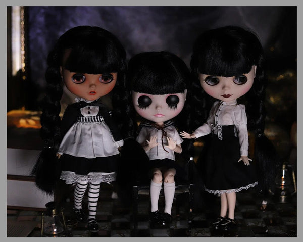 Planet Gates ICY DBS Blyth Doll 1/6 Joint Body 30cm Black Hair Black Eyelids Long Eyelashes Sleepy Eyes Dark Series BJD Toys Fashion Gifts