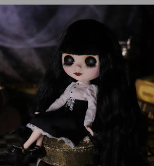 Planet Gates ICY DBS Blyth Doll 1/6 Joint Body 30cm Black Hair Black Eyelids Long Eyelashes Sleepy Eyes Dark Series BJD Toys Fashion Gifts
