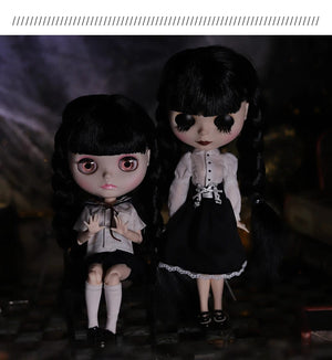 Planet Gates ICY DBS Blyth Doll 1/6 Joint Body 30cm Black Hair Black Eyelids Long Eyelashes Sleepy Eyes Dark Series BJD Toys Fashion Gifts