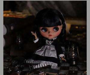 Planet Gates ICY DBS Blyth Doll 1/6 Joint Body 30cm Black Hair Black Eyelids Long Eyelashes Sleepy Eyes Dark Series BJD Toys Fashion Gifts