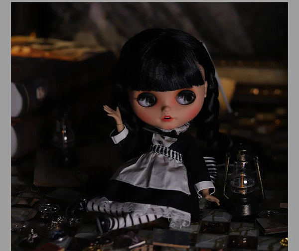 Planet Gates ICY DBS Blyth Doll 1/6 Joint Body 30cm Black Hair Black Eyelids Long Eyelashes Sleepy Eyes Dark Series BJD Toys Fashion Gifts