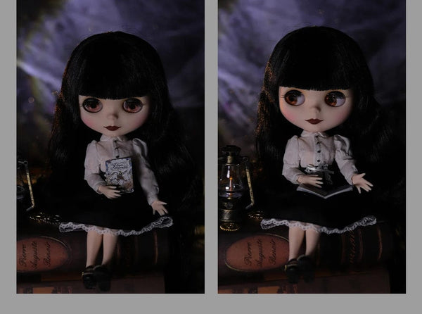 Planet Gates ICY DBS Blyth Doll 1/6 Joint Body 30cm Black Hair Black Eyelids Long Eyelashes Sleepy Eyes Dark Series BJD Toys Fashion Gifts