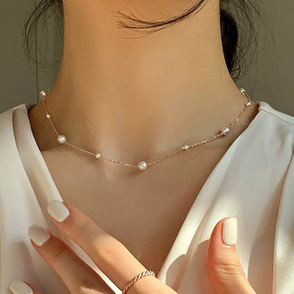 Planet Gates Imitation Pearl Trendy Love Heart  Choker Necklace Female Personality Party Fashion Clavicle Collier Colar Perlas Collar Gift
