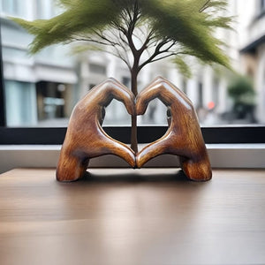 Planet Gates Imitation Wood Grain Love Hand 1pc Imitation Wood Grain Love Hand Ornament, Resin Statue Art Craft, For Bookshelf Home Living Room Office Cabinet Decor, Room Tabletop Entryway Decor, Mother's Day New Year Easter Party Decor