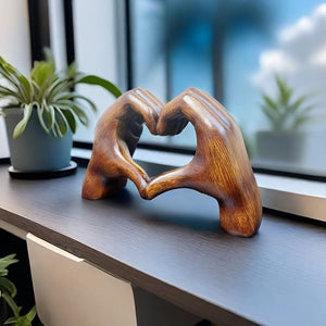 Planet Gates Imitation Wood Grain Love Hand 1pc Imitation Wood Grain Love Hand Ornament, Resin Statue Art Craft, For Bookshelf Home Living Room Office Cabinet Decor, Room Tabletop Entryway Decor, Mother's Day New Year Easter Party Decor