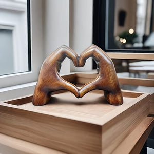 Planet Gates Imitation Wood Grain Love Hand 1pc Imitation Wood Grain Love Hand Ornament, Resin Statue Art Craft, For Bookshelf Home Living Room Office Cabinet Decor, Room Tabletop Entryway Decor, Mother's Day New Year Easter Party Decor