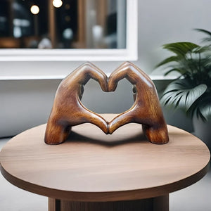 Planet Gates Imitation Wood Grain Love Hand 1pc Imitation Wood Grain Love Hand Ornament, Resin Statue Art Craft, For Bookshelf Home Living Room Office Cabinet Decor, Room Tabletop Entryway Decor, Mother's Day New Year Easter Party Decor