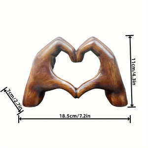 Planet Gates Imitation Wood Grain Love Hand 1pc Imitation Wood Grain Love Hand Ornament, Resin Statue Art Craft, For Bookshelf Home Living Room Office Cabinet Decor, Room Tabletop Entryway Decor, Mother's Day New Year Easter Party Decor
