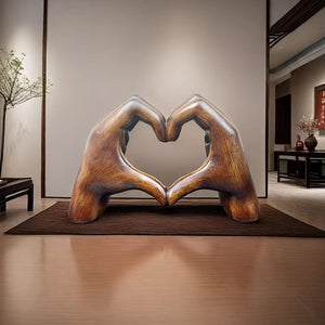 Planet Gates Imitation Wood Grain Love Hand 1pc Imitation Wood Grain Love Hand Ornament, Resin Statue Art Craft, For Bookshelf Home Living Room Office Cabinet Decor, Room Tabletop Entryway Decor, Mother's Day New Year Easter Party Decor