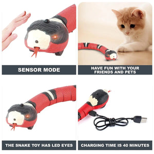 Planet Gates Induction snake Smart Sensing Cat Toys Interactive Automatic Eletronic Snake Cat Teaser Indoor Play Kitten Toy USB Rechargeable for Cats Kitten