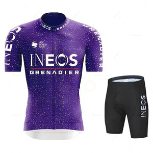 Planet Gates INEOS Man Cycling Jersey Set 2023 Summer Cycling Clothing MTB Uniform Riding Bib Shorts Bike Clothing Maillot Ciclismo Hombre