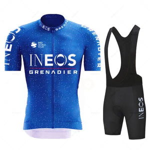 Planet Gates INEOS Man Cycling Jersey Set 2023 Summer Cycling Clothing MTB Uniform Riding Bib Shorts Bike Clothing Maillot Ciclismo Hombre