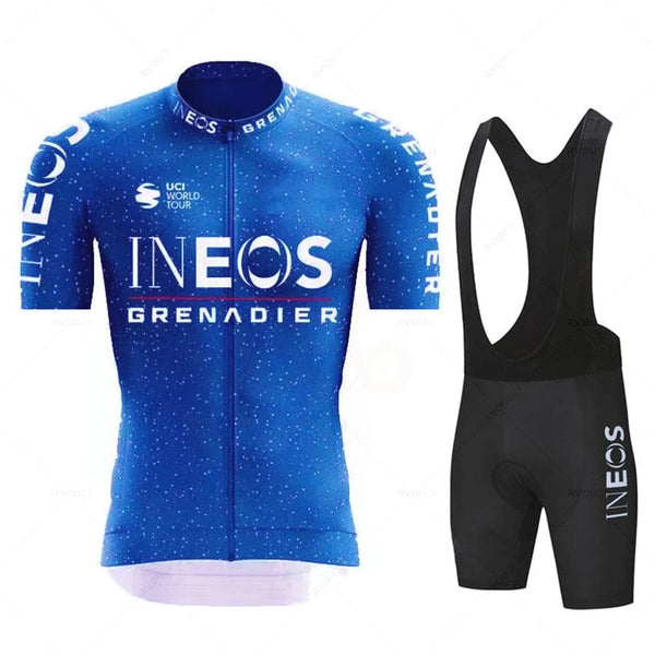 Planet Gates INEOS Man Cycling Jersey Set 2023 Summer Cycling Clothing MTB Uniform Riding Bib Shorts Bike Clothing Maillot Ciclismo Hombre