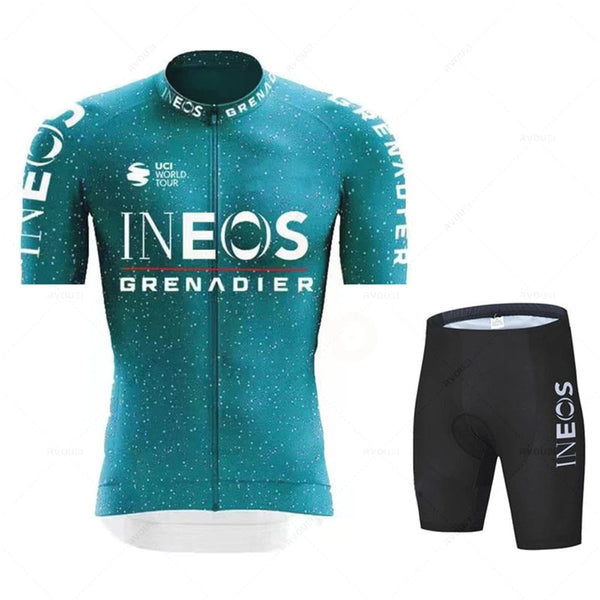 Planet Gates INEOS Man Cycling Jersey Set 2023 Summer Cycling Clothing MTB Uniform Riding Bib Shorts Bike Clothing Maillot Ciclismo Hombre